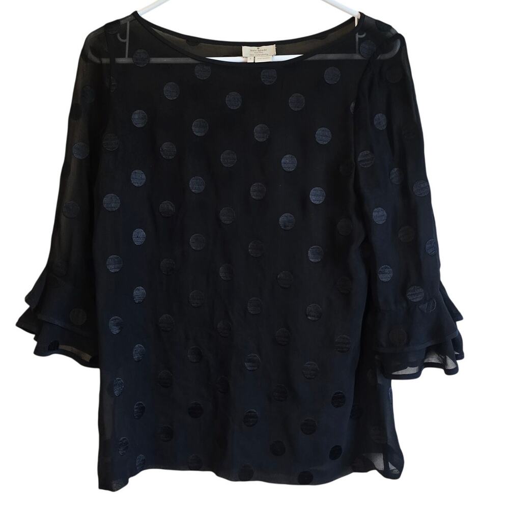 Kate Spade 100% silk polka dot blouse size 4
